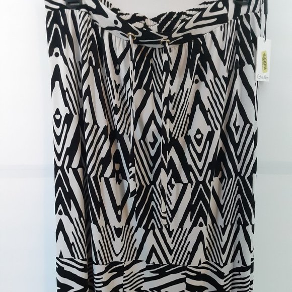 New Calvin Klein Maxi Skirt Black and White Peak Size Medium Casual - Picture 1 of 14